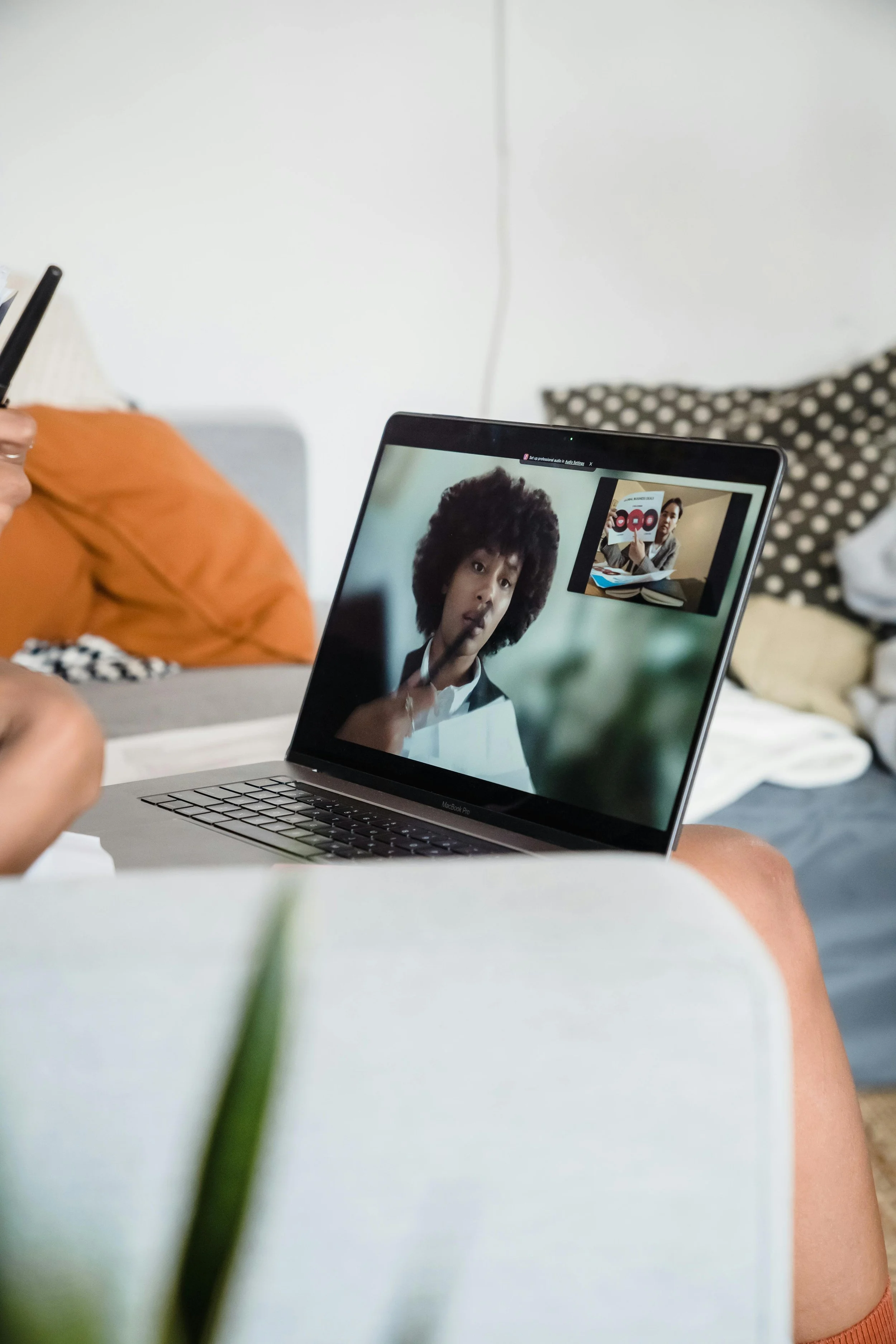 Psychologist conducting a remote psychological assessment over video call.