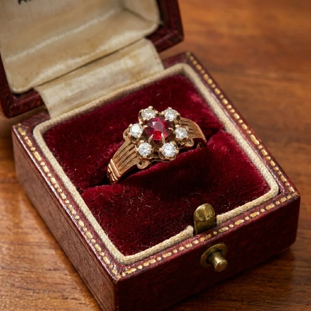 Antique Diamond and Garnet 14ct Ring