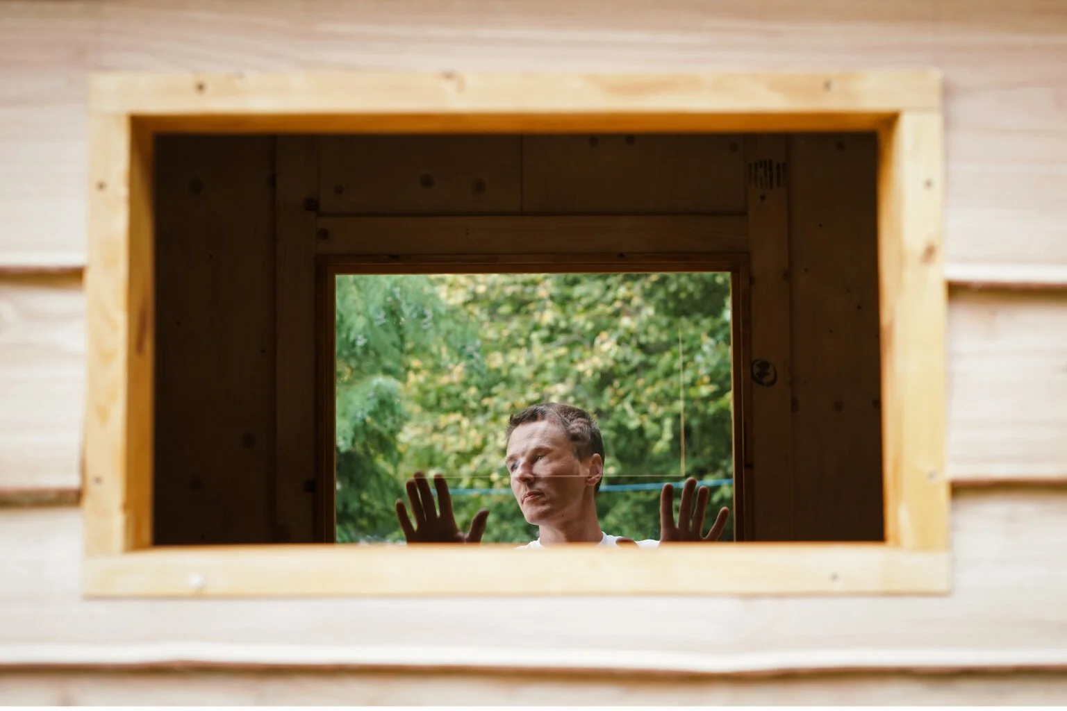  Fitting the glass in the large window 