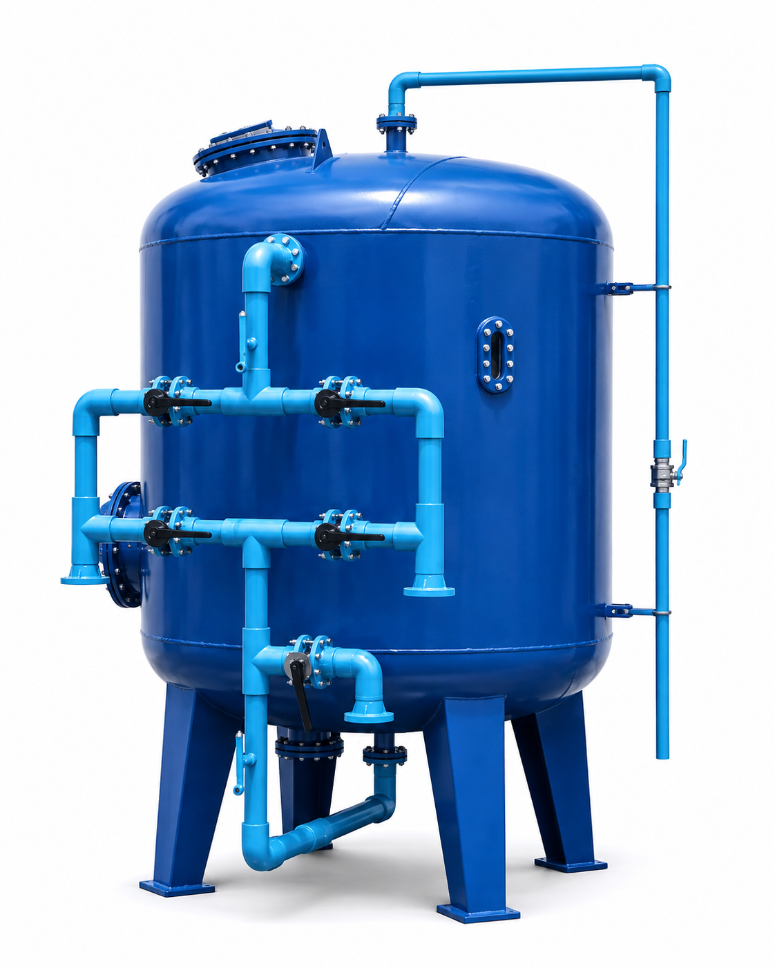 ถังกรองน้ำแรงดันทรงแคปซูล สำหรับระบบผลิตน้ำประปา (Capsule-Type Pressure Filter Tank for Water Supply Systems)