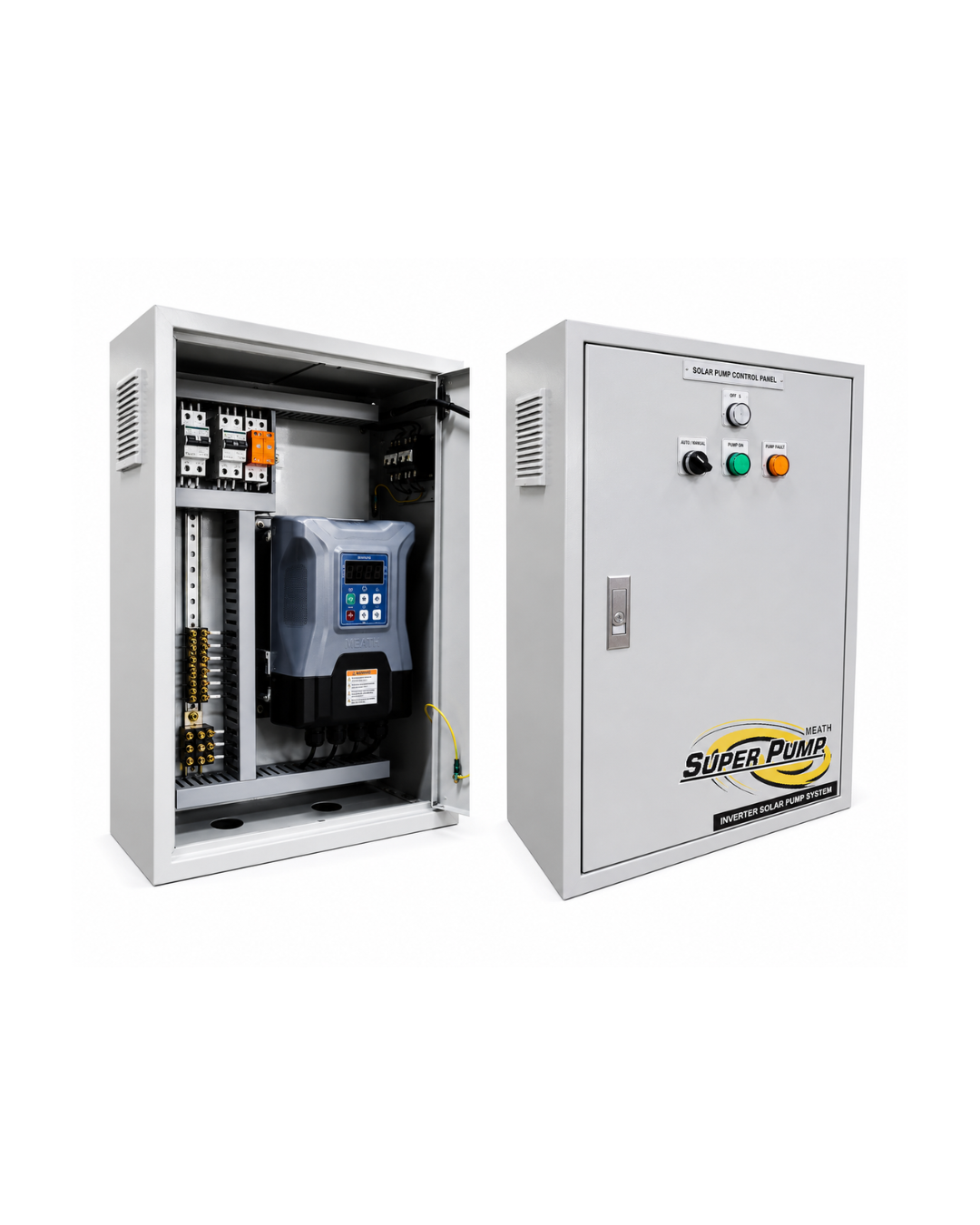ตู้ควบคุมไฮบริดอินเวอร์เตอร์โซลาร์สำหรับปั๊มน้ำ รุ่น C-ISP-A17C2-T  (Cabinet Inverter Solar Pump Controller)