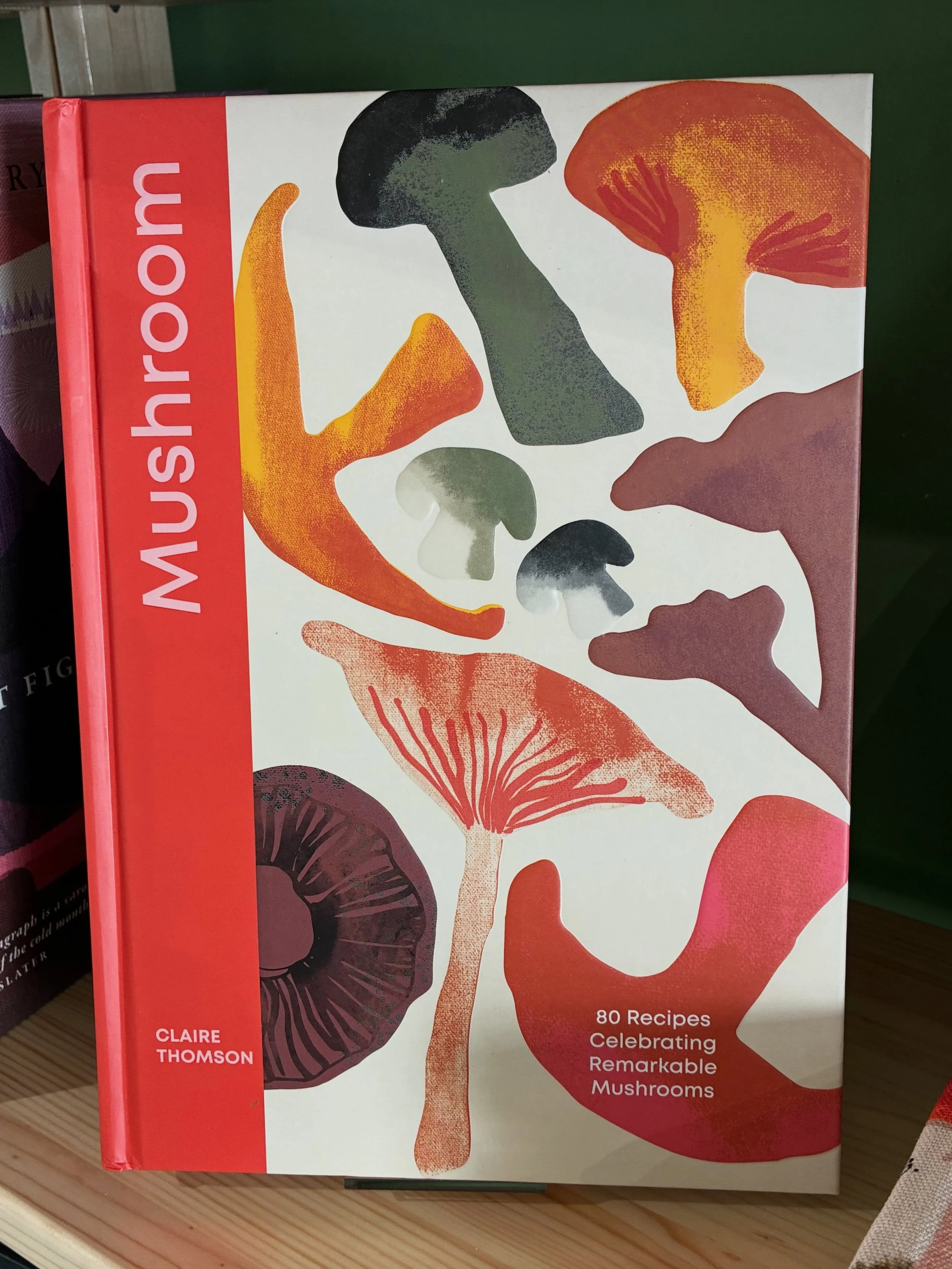 Mushroom corner - gorgeous cook book by @5oclockapron with endless inspiration and ways to cook these fun guys (sorry)! Tea towel from @roomytown to complement the book and help in the clearing up. To complete your mushroom devotions string a beautif