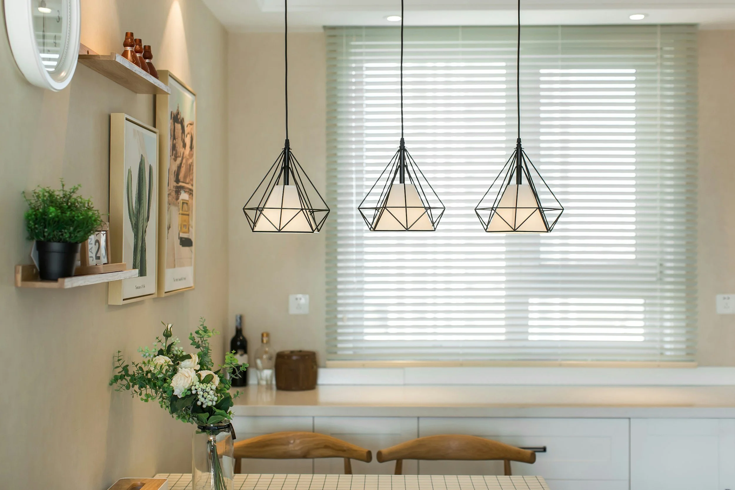 Modern light fixtures in home with smart technology