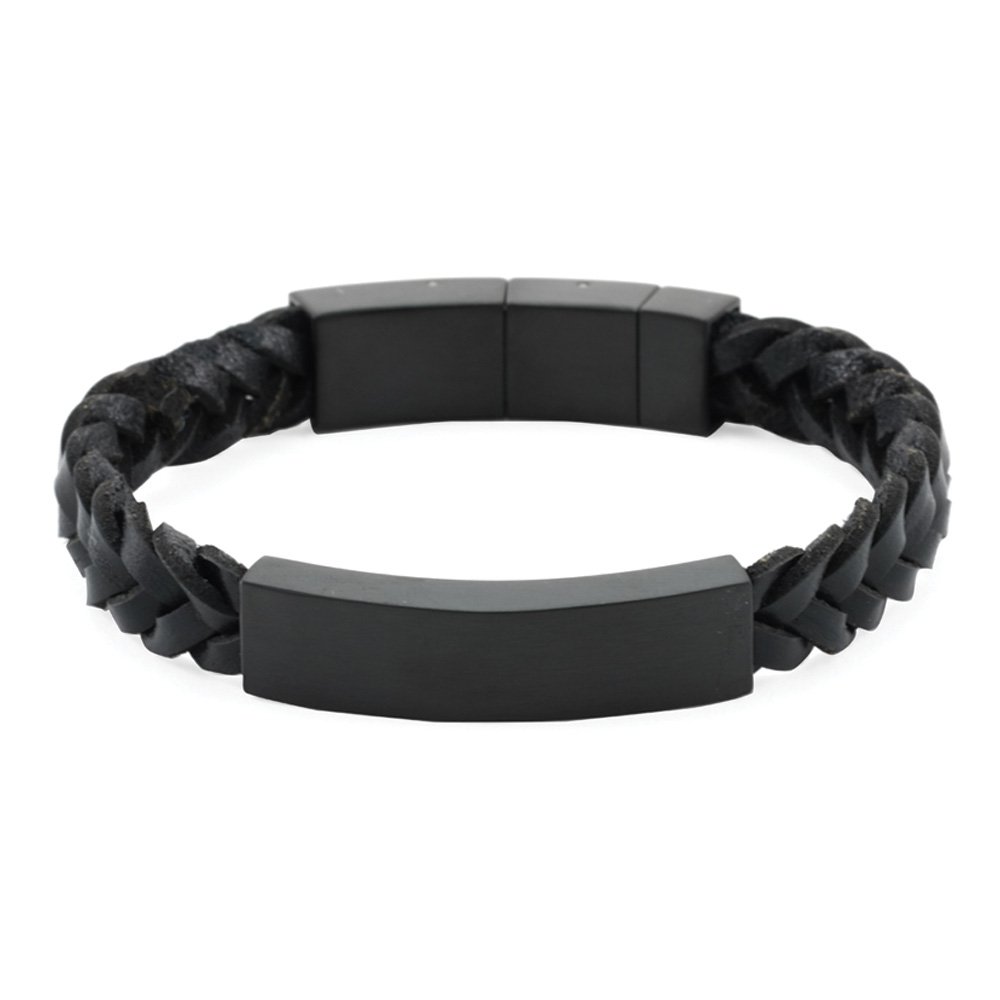 J5208 Onyx/Black Braided Leather Bracelet