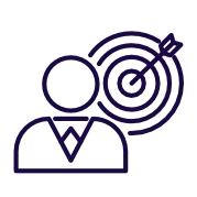 Pixelated icon of two people, one larger and one smaller, with a speech bubble.