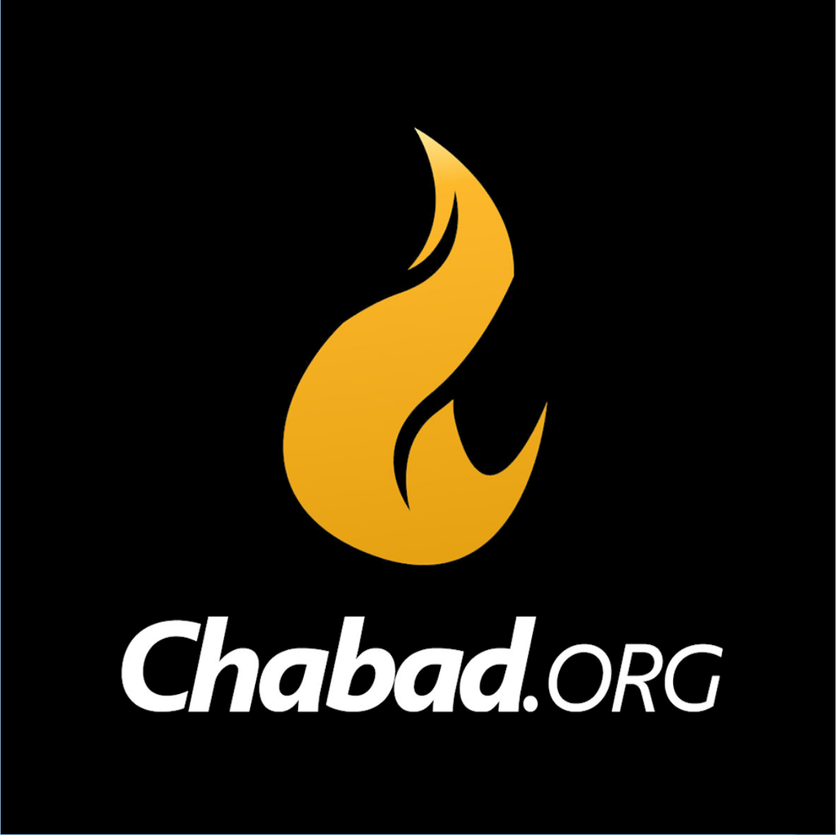 Chabad.org logo featuring a gold flame above the text 'Chabad.org' on a black background.