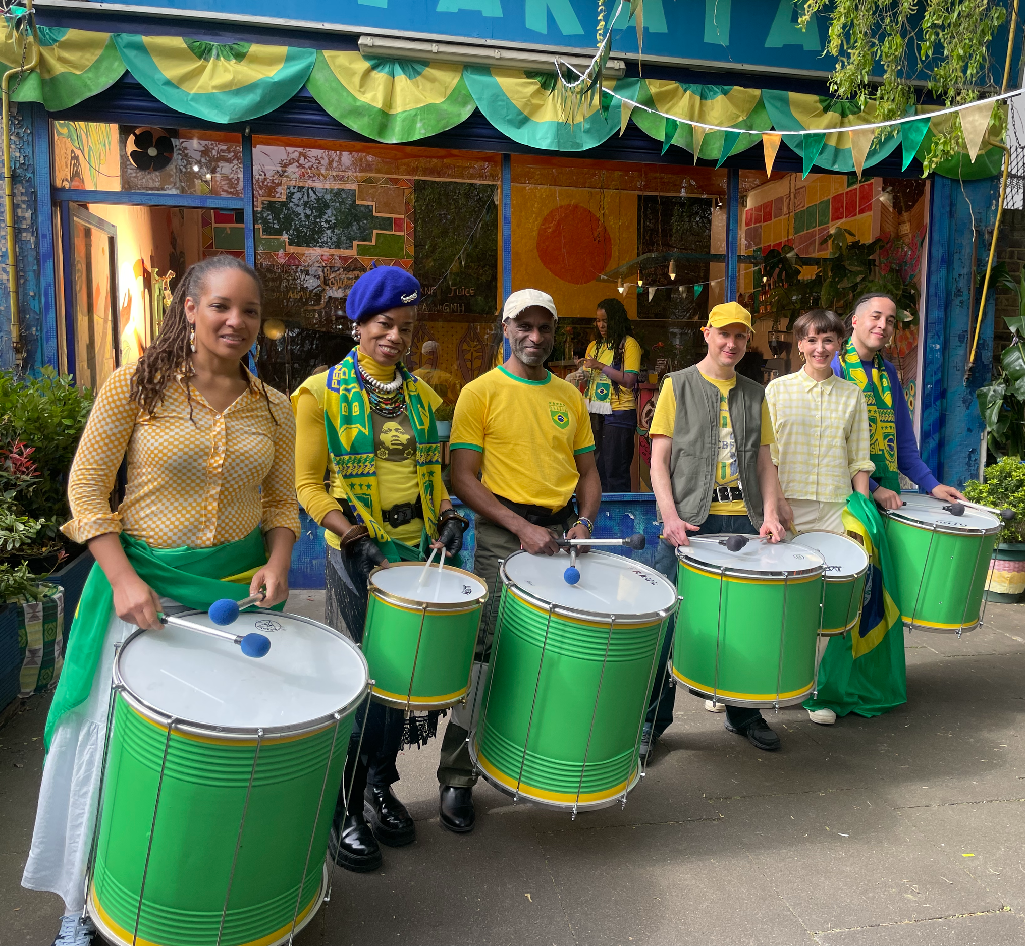 Dendê Nation drum group playing in BBC World Cup promo
