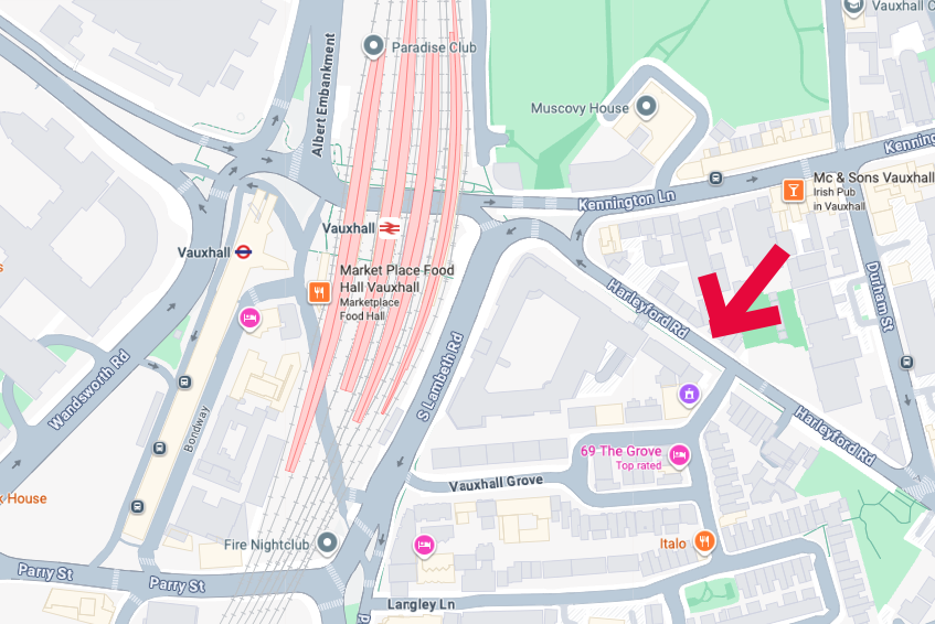 Find us: a map of Dendê Nation London samba reggae drumming rehearsal location