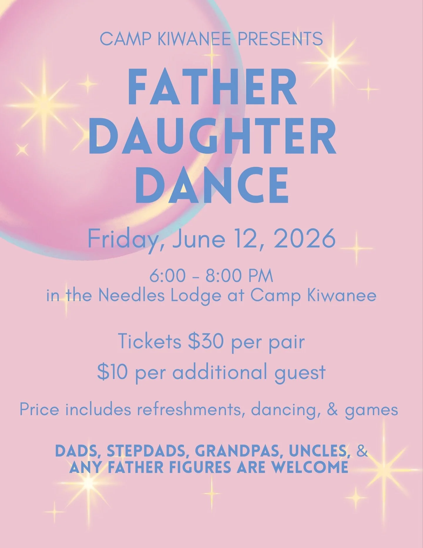 From little steps to lifelong memories 💫
Celebrate a special night together at our Father Daughter Dance at Needles Lodge.
🎟️ Tickets are on sale now &mdash; we can&rsquo;t wait to see you there!
Each group will receive one professional photo to re