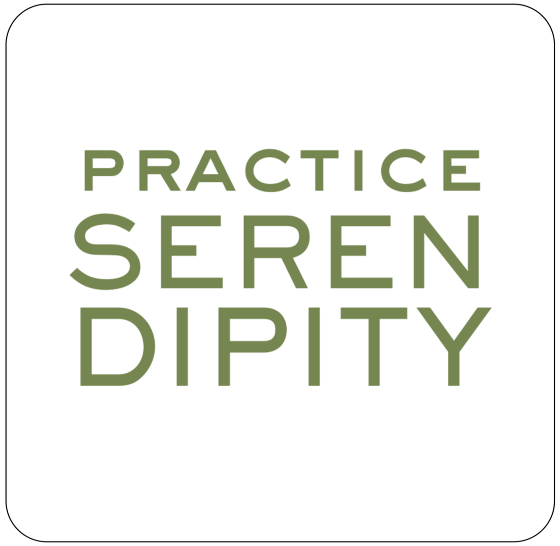Text on a white background reading 'Practice Serenity Divity' in green font.