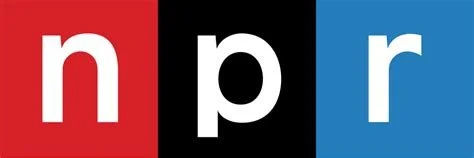 NPR logo with red, black, and blue background and white lowercase letters