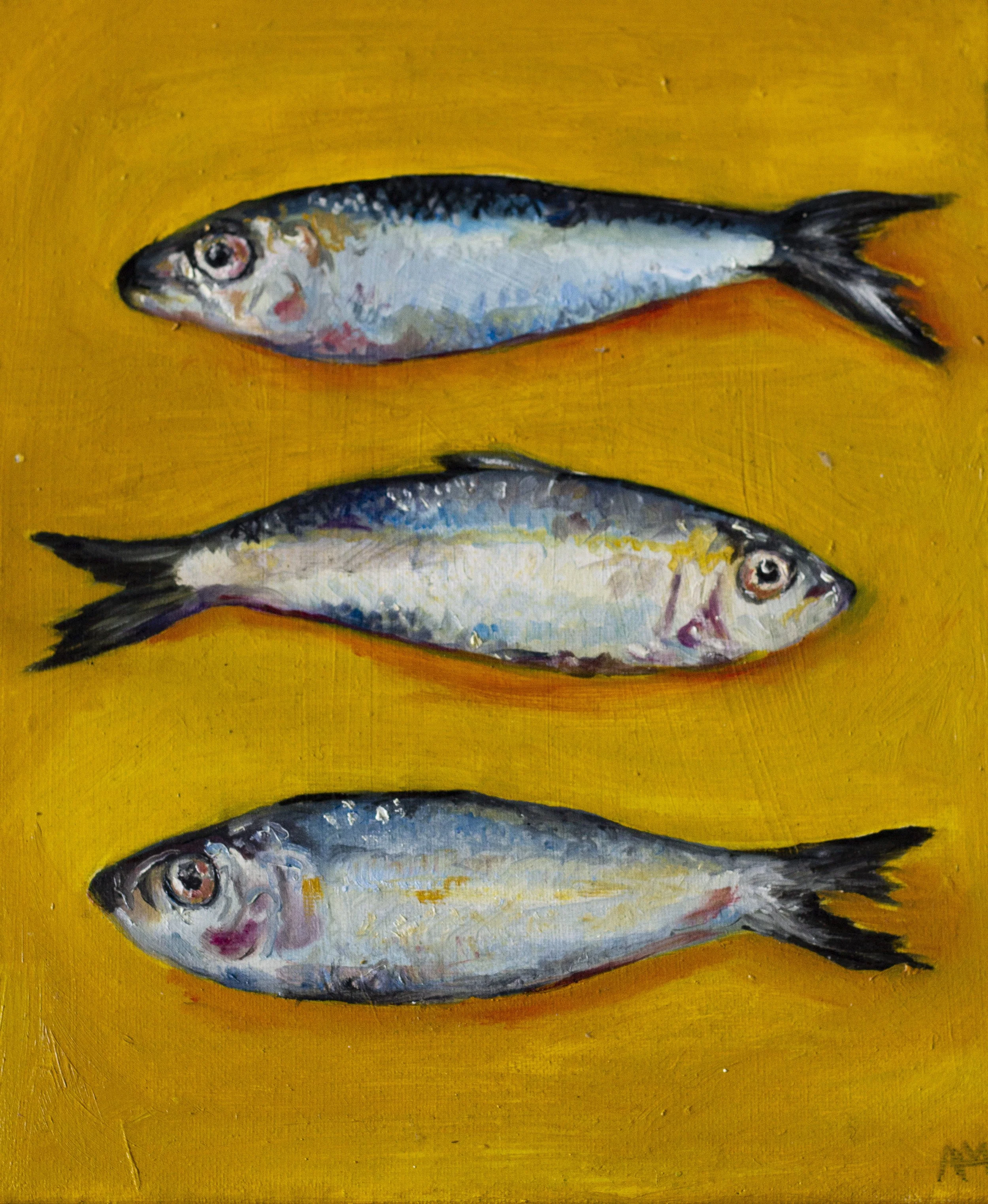 Golden Sardines - Oil Painting