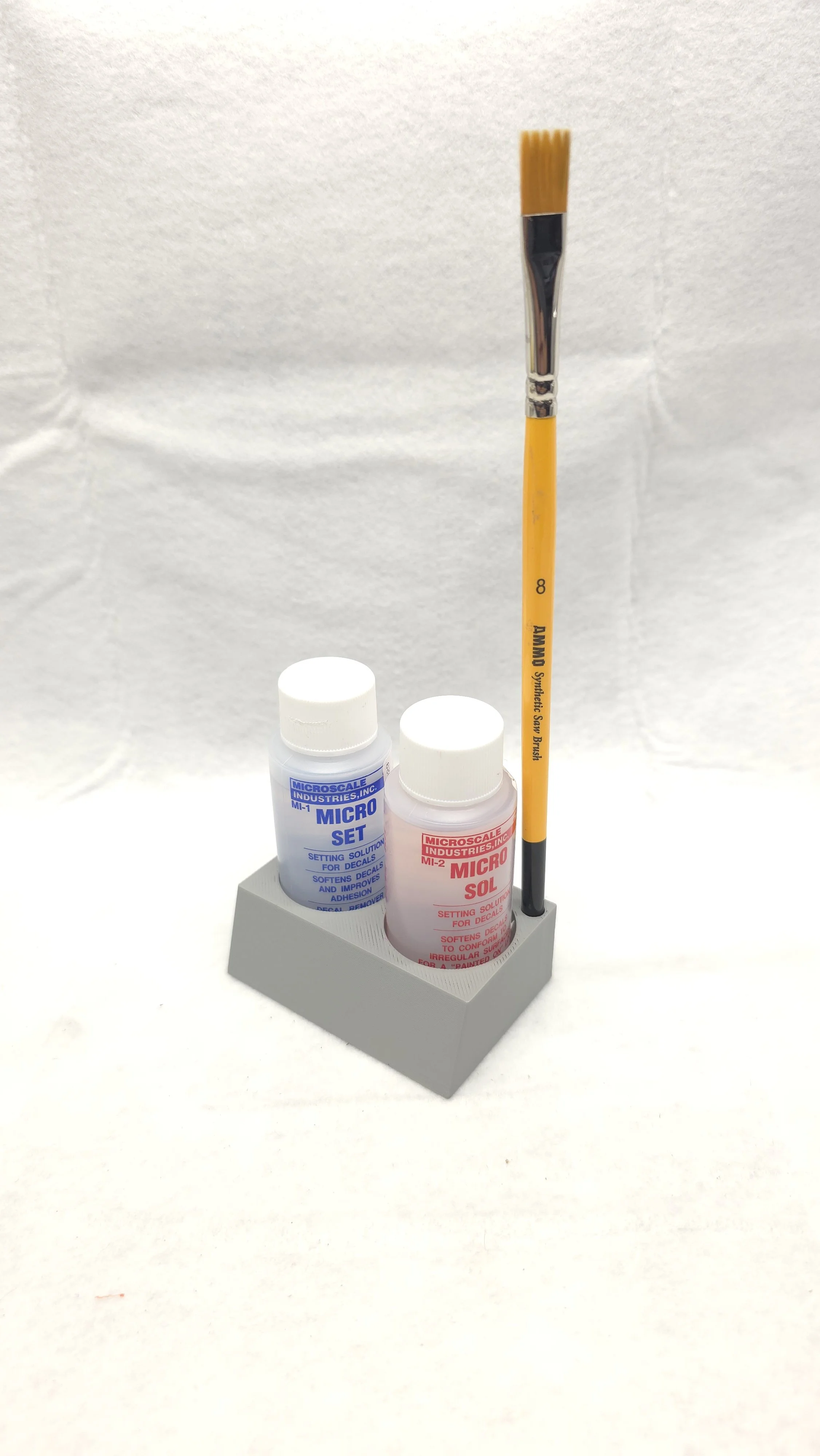 BMW Designs 3D printed holder for Micro Set & Sol bottles with brush holder.