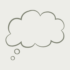 Empty thought bubble outline with smaller bubbles underneath