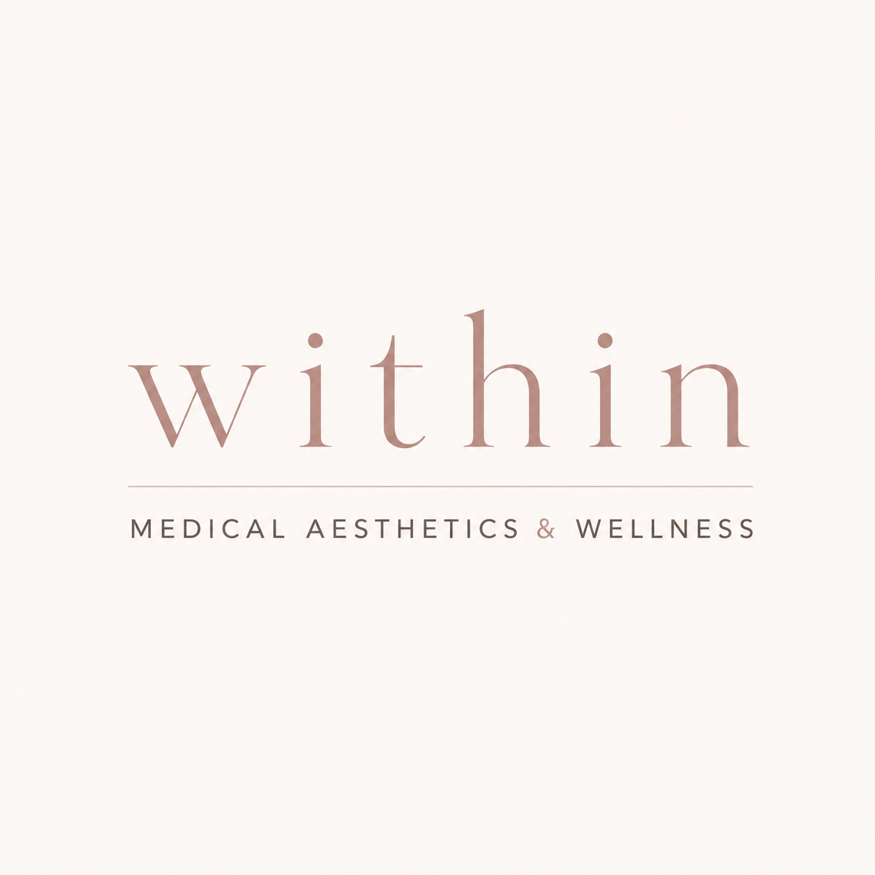 Logo for Within Medical Aesthetics & Wellness with soft pink and gray text on a light background.