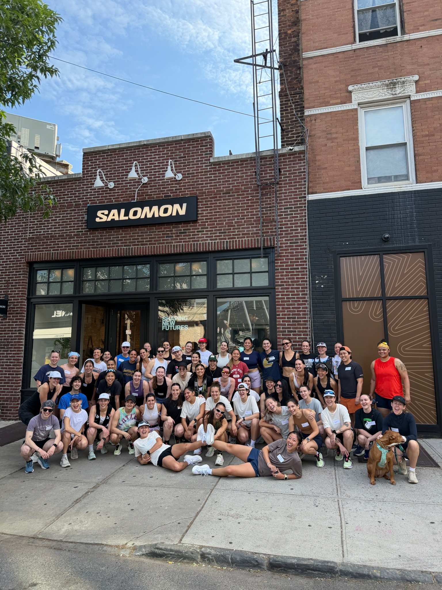 Group run photo at the Salomon store in Williamsburg Brooklyn.