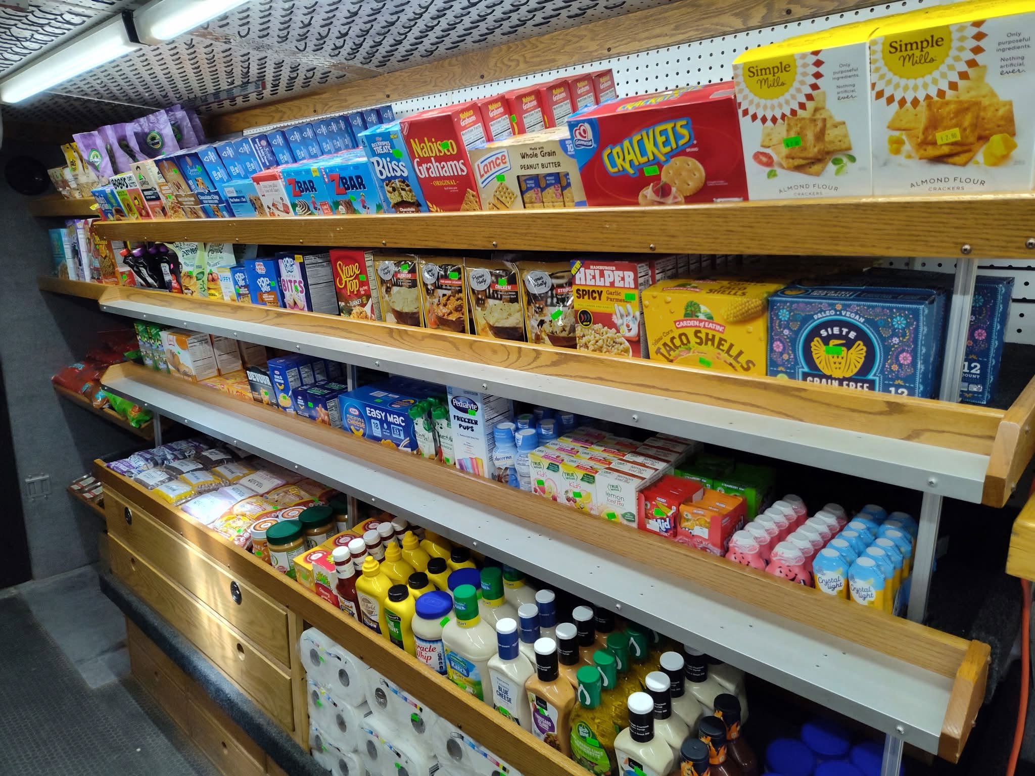 Interior of Mobile Market stocked with groceries