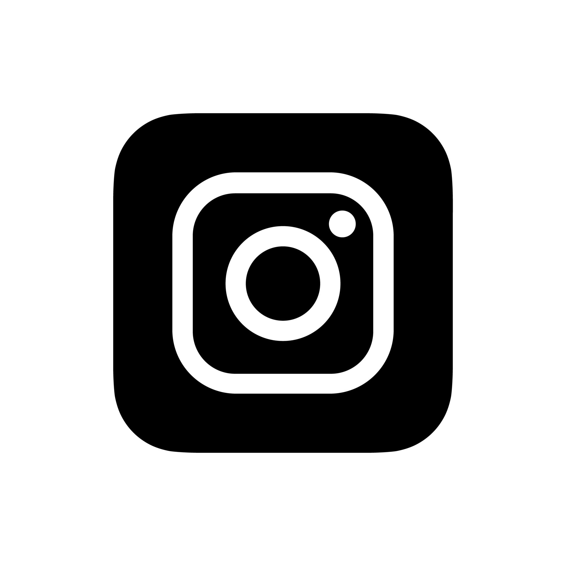 Black background with a white Instagram camera icon in the center.
