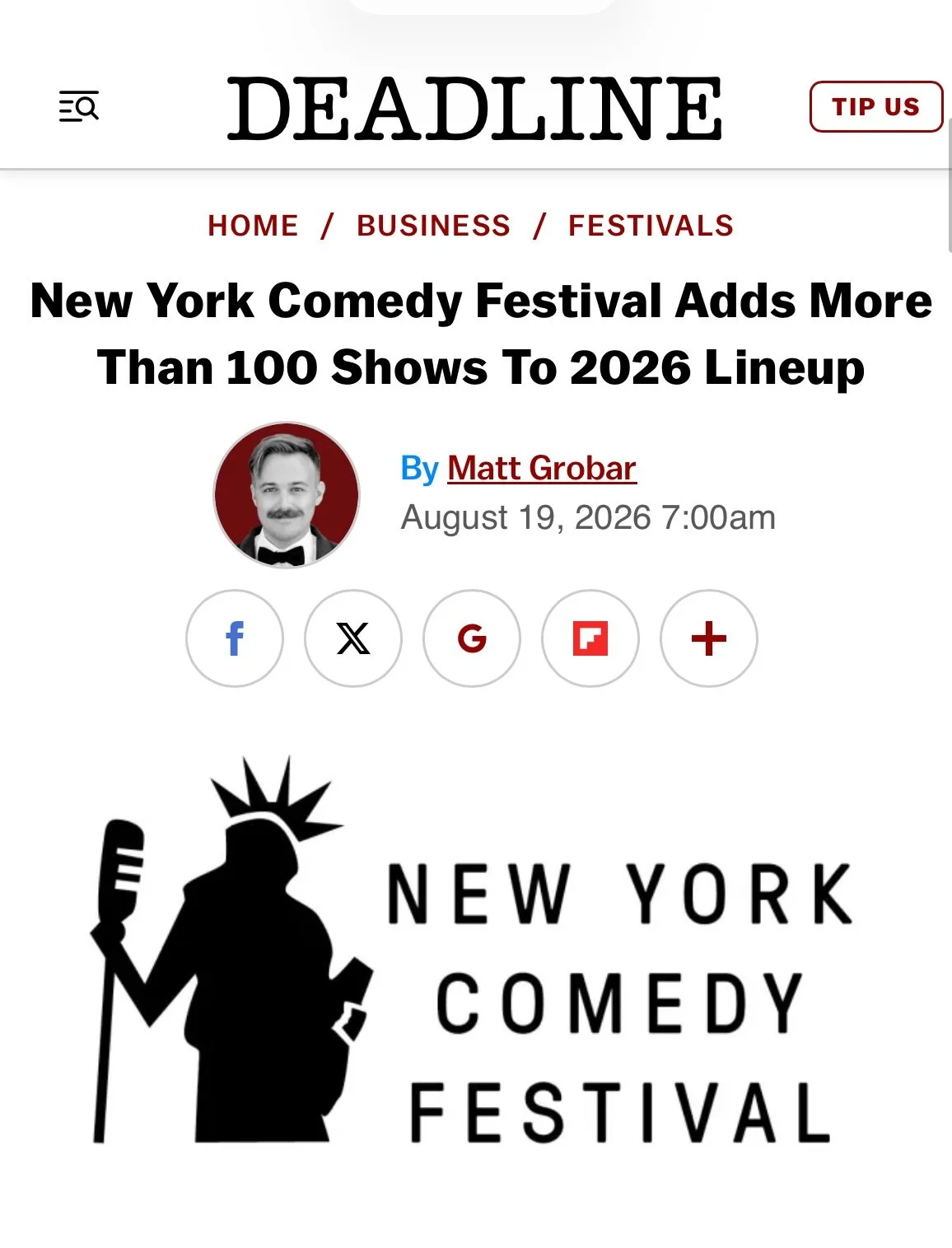 A little something from Deadline&hellip; ANXIETY CLUB was included among the *select highlights* of this year&rsquo;s New York Comedy Festival. We&rsquo;ll leave this here and we&rsquo;ll see you there! BIG thanks to NYCF for inviting us to be a part
