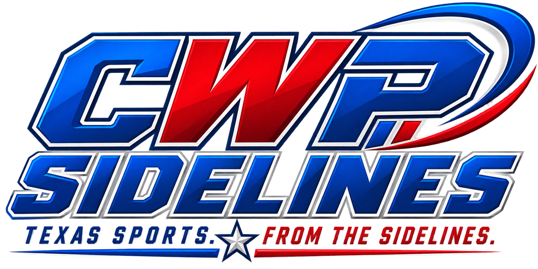 Logo for CWS SideLINES with red, white, and blue colors, featuring stars and stylized text.