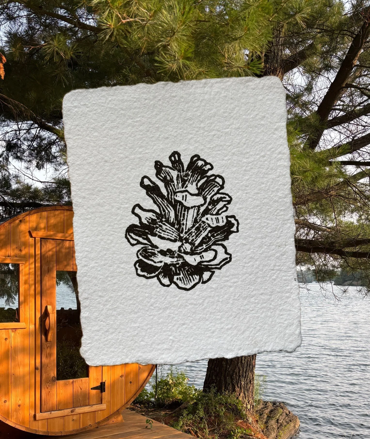 ☆ pinecone linoprint ☆
reference from clearwater lake, on 
&bull;
&bull;
&bull;
#lino #linoprint #linocut #print #printmaking