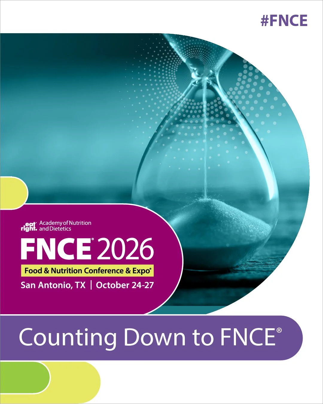 🎉 Counting down to the 2026 Food &amp; Nutrition Conference &amp; Expo in San Antonio this October! Join us for learning, networking, and inspiration: https://sm.eatright.org/FNCE26SMTK 🙌
#FNCE