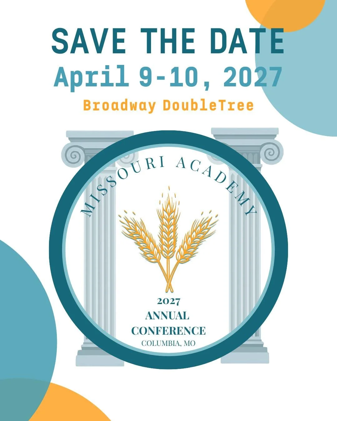 SAVE THE DATE! 

Join us for the 2027 MOAND Annual Conference!

Date: April 9&ndash;10, 2027
Location: The Broadway Hotel
Address: 1111 E Broadway, Columbia, MO 65201

Mark your calendars and plan to join us for another great conference filled with l