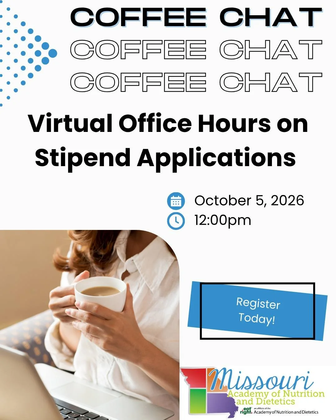 Join Recognition Chair Karin Pennington for a Coffee Chat to learn about the MOAND Stipend Application process.

Register today at the link in bio.