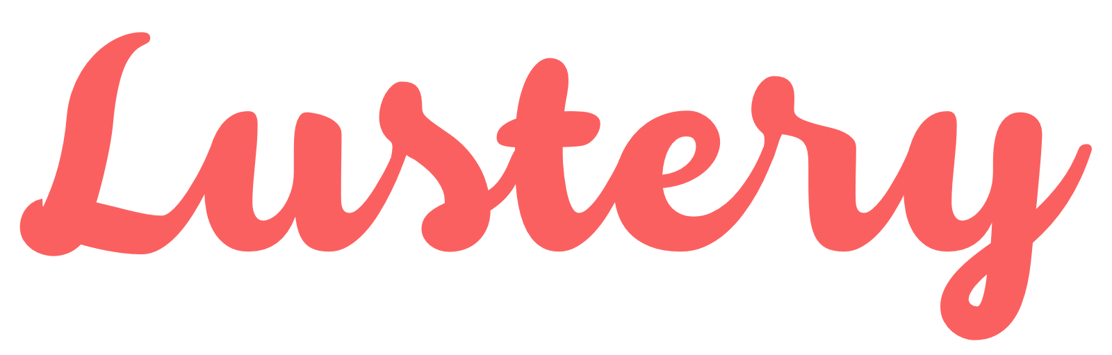 The word "Lustery" written in pink cursive font on a transparent background.