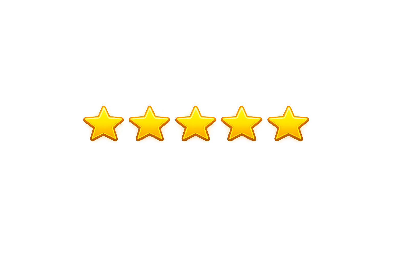 Cinq étoiles dorées en ligne, généralement utilisées pour indiquer une évaluation ou une note élevée.