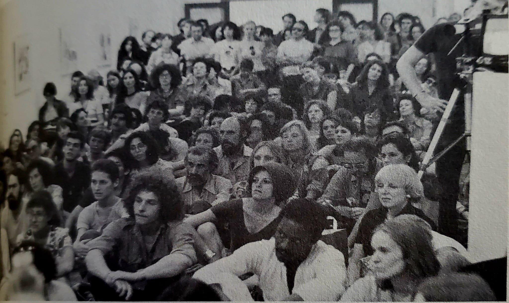 Photograph of the crowds attending Pleiades Gallery's Time and Space Concepts in Environmental Art.