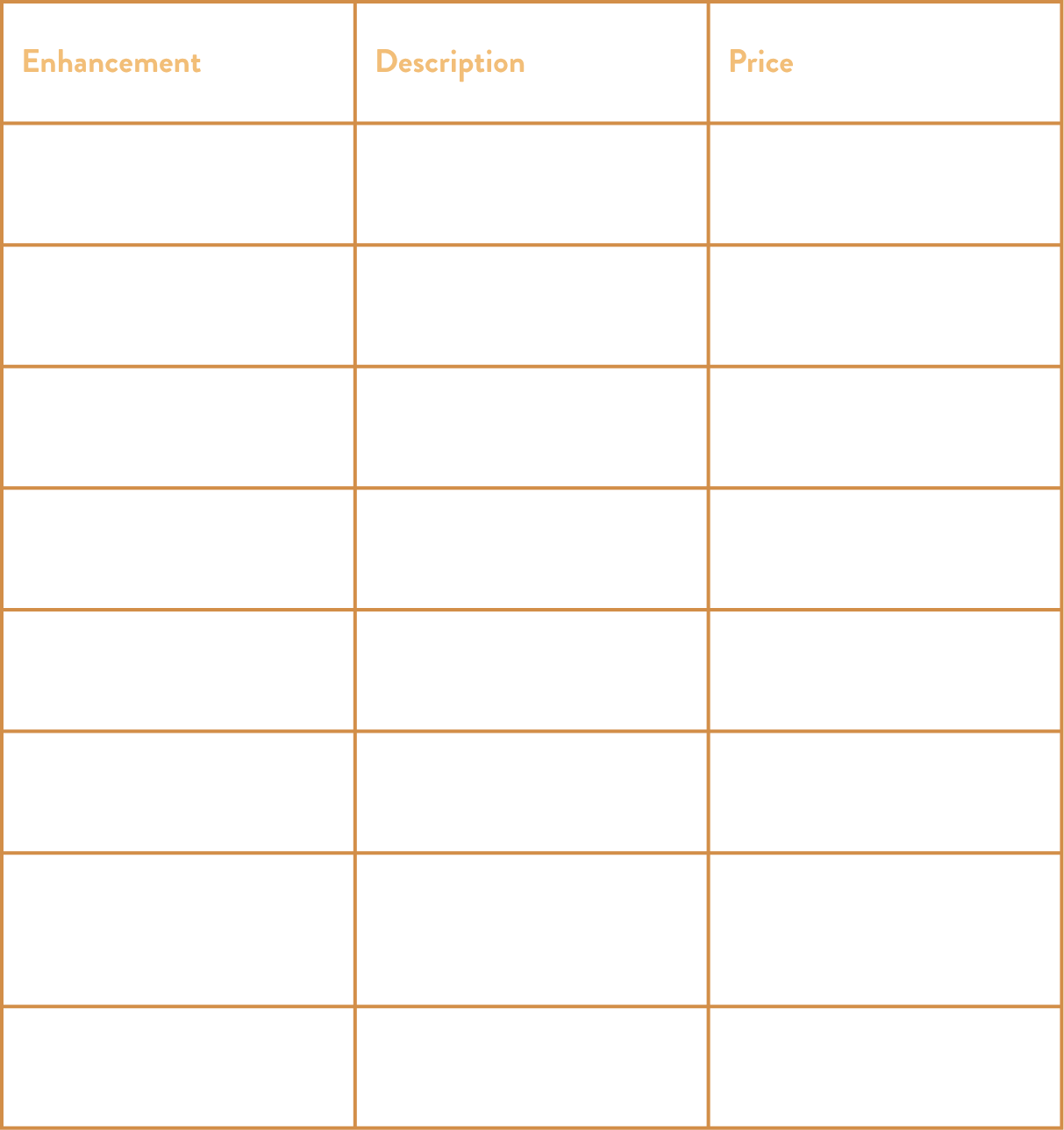 A price list for various skincare and beauty treatments that can be added to any service - more info if clicking to gloss genius additional service lists.
