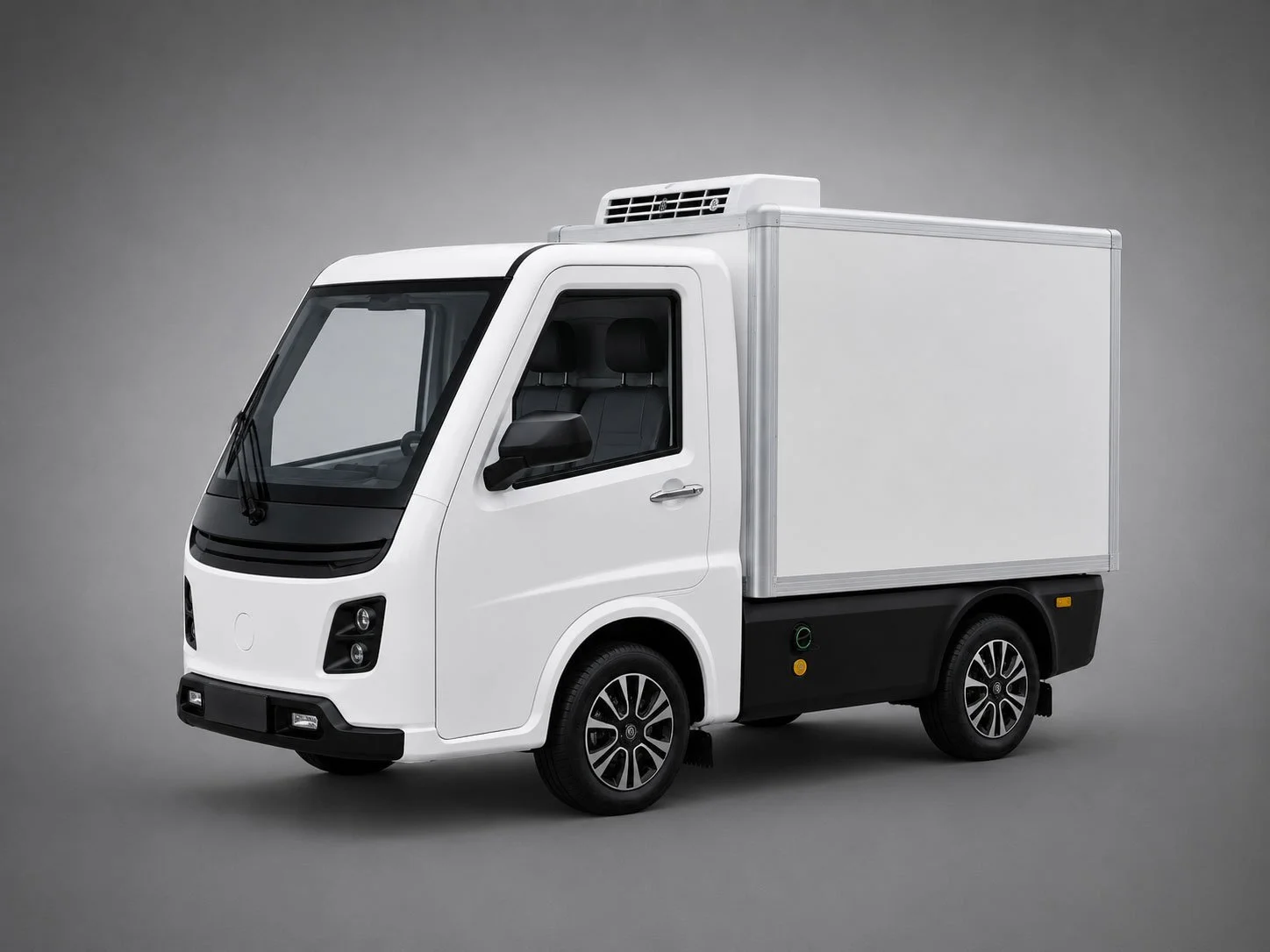E-Kommun-Fahrzeug mit Kühlkoffer – ein kompaktes Kommunal-Elektrofahrzeug, perfekt für temperaturgeführte Transporte wie Lebensmittel, Getränke oder Blumen