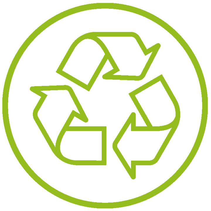 Recycling-Symbol in grüner Linie auf schwarzem Hintergrund