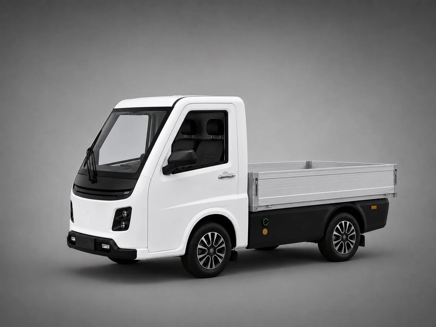 E-Kommun-Fahrzeug mit Pritsche – ein kompaktes Kommunal-Elektrofahrzeug, vielseitig einsetzbar für Gartenbau, Handwerk, Werkdienste und Materialtransporte