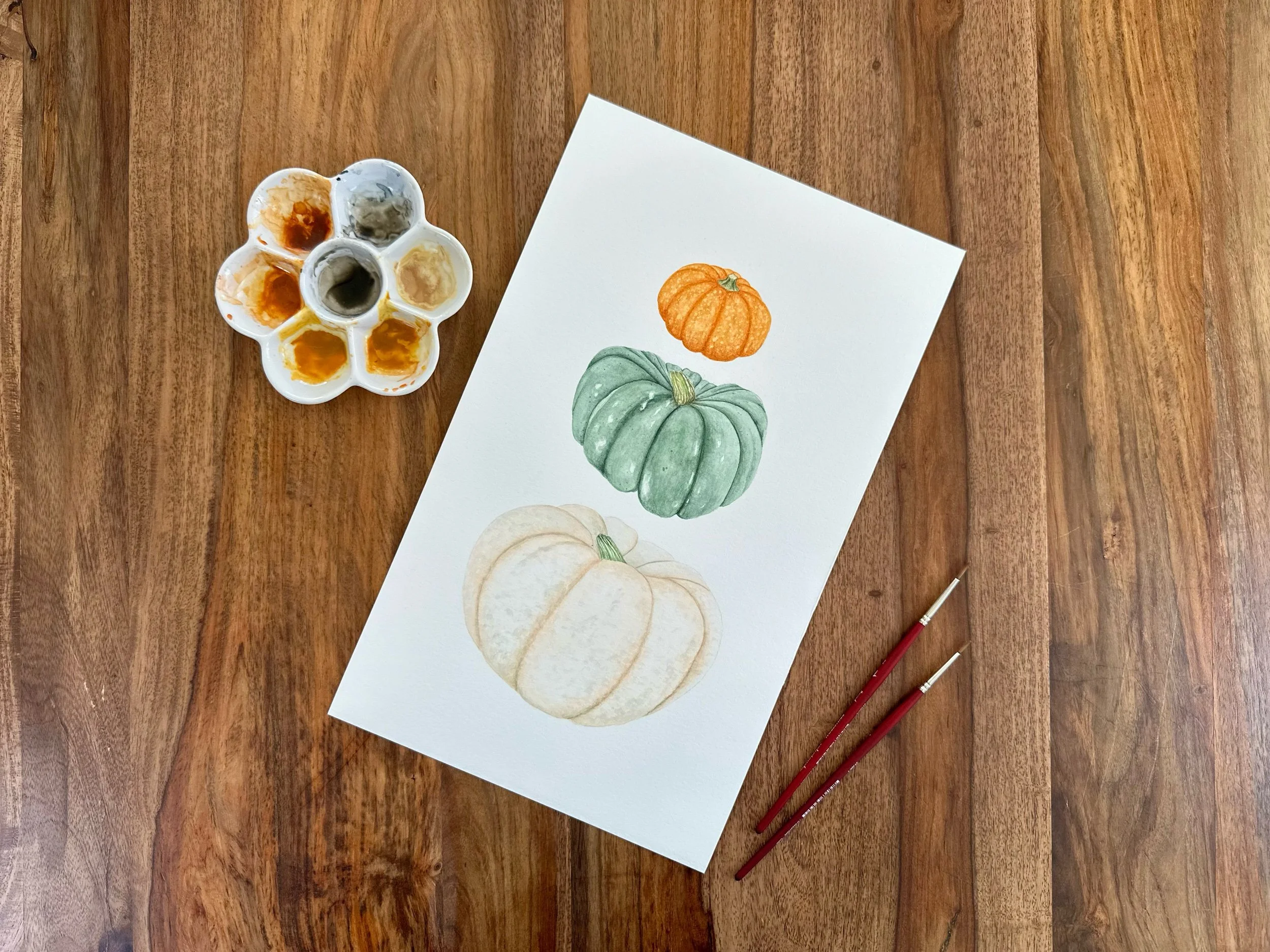 Original Watercolor: Harvest Trio