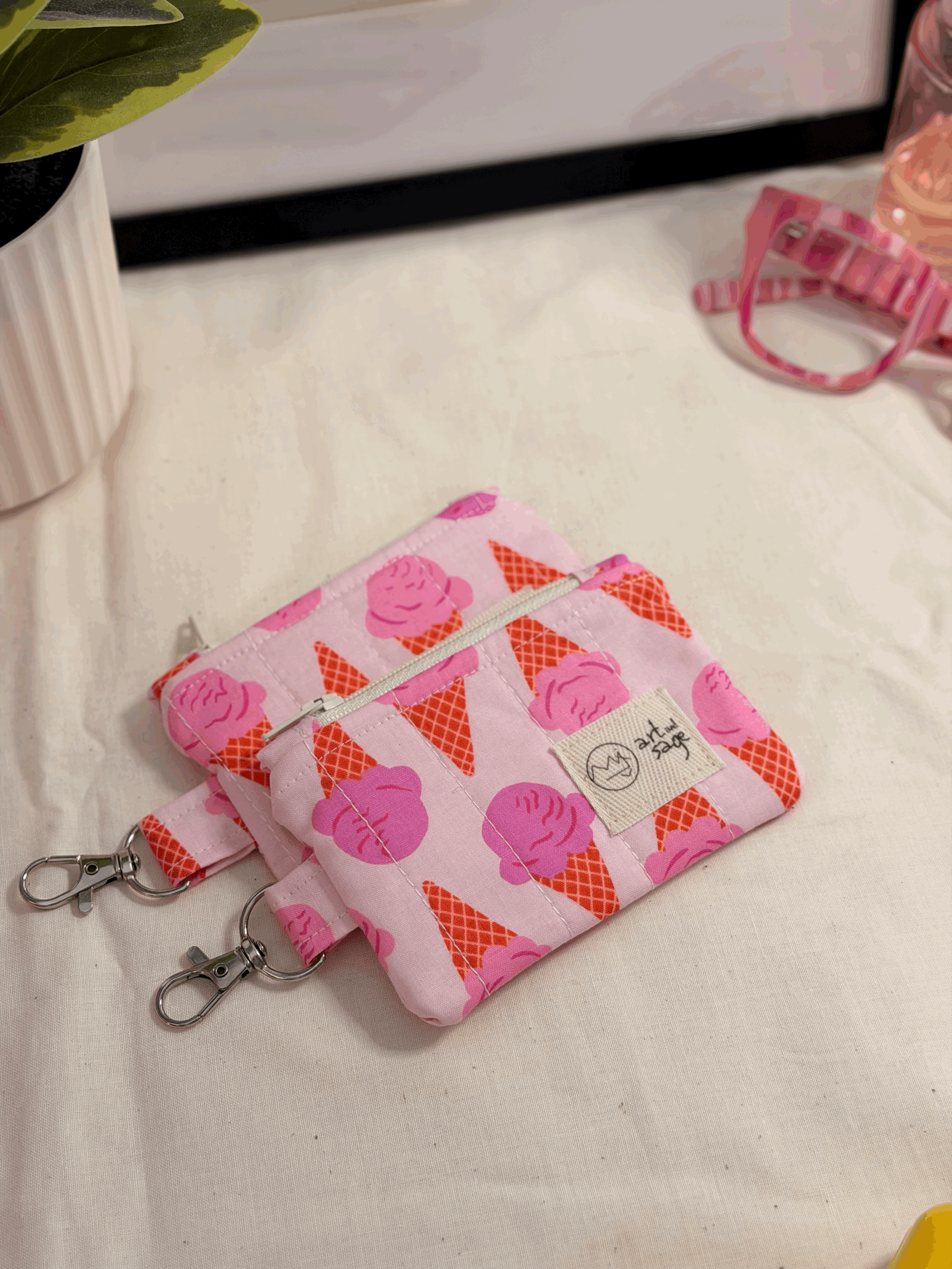 Pink Sugar Cone, Tiny Treasures Pouch, Miniature - Sweet Summer