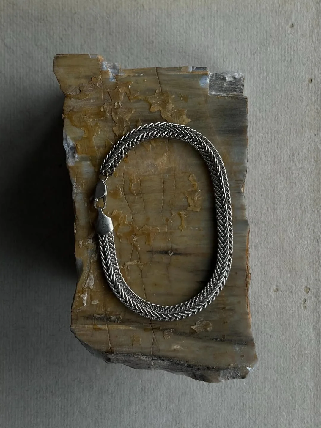 VINTAGE STERLING SILVER VERTEBRAE CHAIN BRACELET
