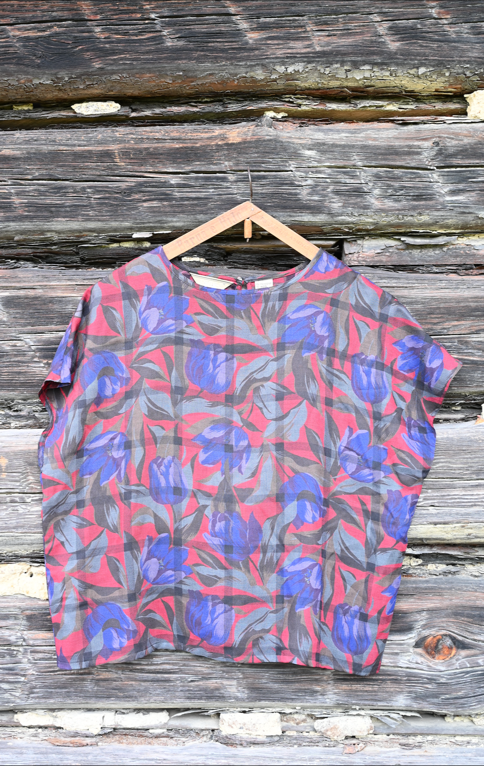 Plaid & Floral Boxy Blouse