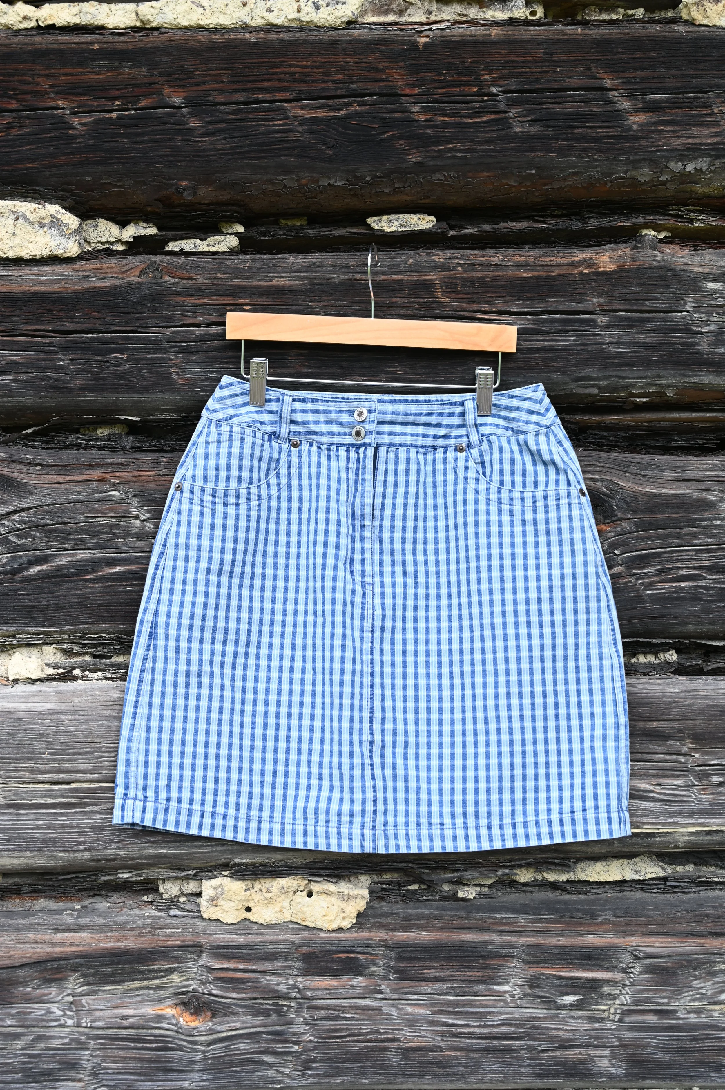 Plaid Denim Skirt