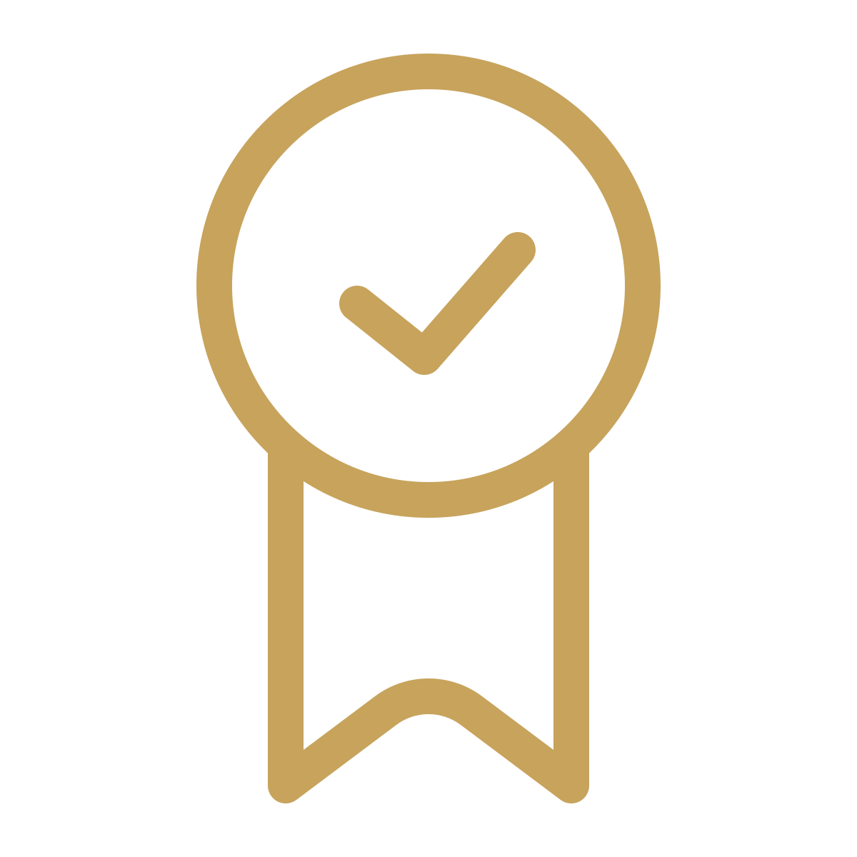 Gold award badge with a clock and check mark symbol