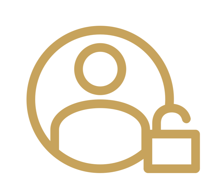 Icon of a person with a padlock, indicating account security or privacy.
