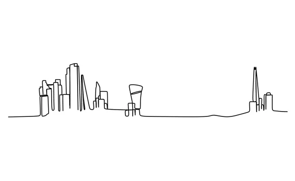 Line drawing of a city skyline with tall buildings, including the Empire State Building and One World Trade Center.