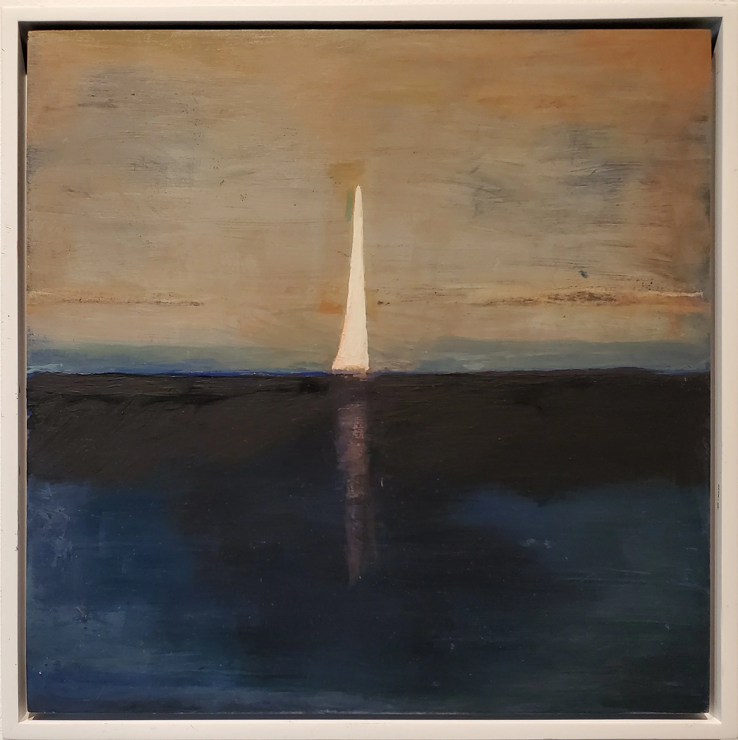Aurelio Torres, White Sail on Pale Blue Sky, 2025, oil on panel