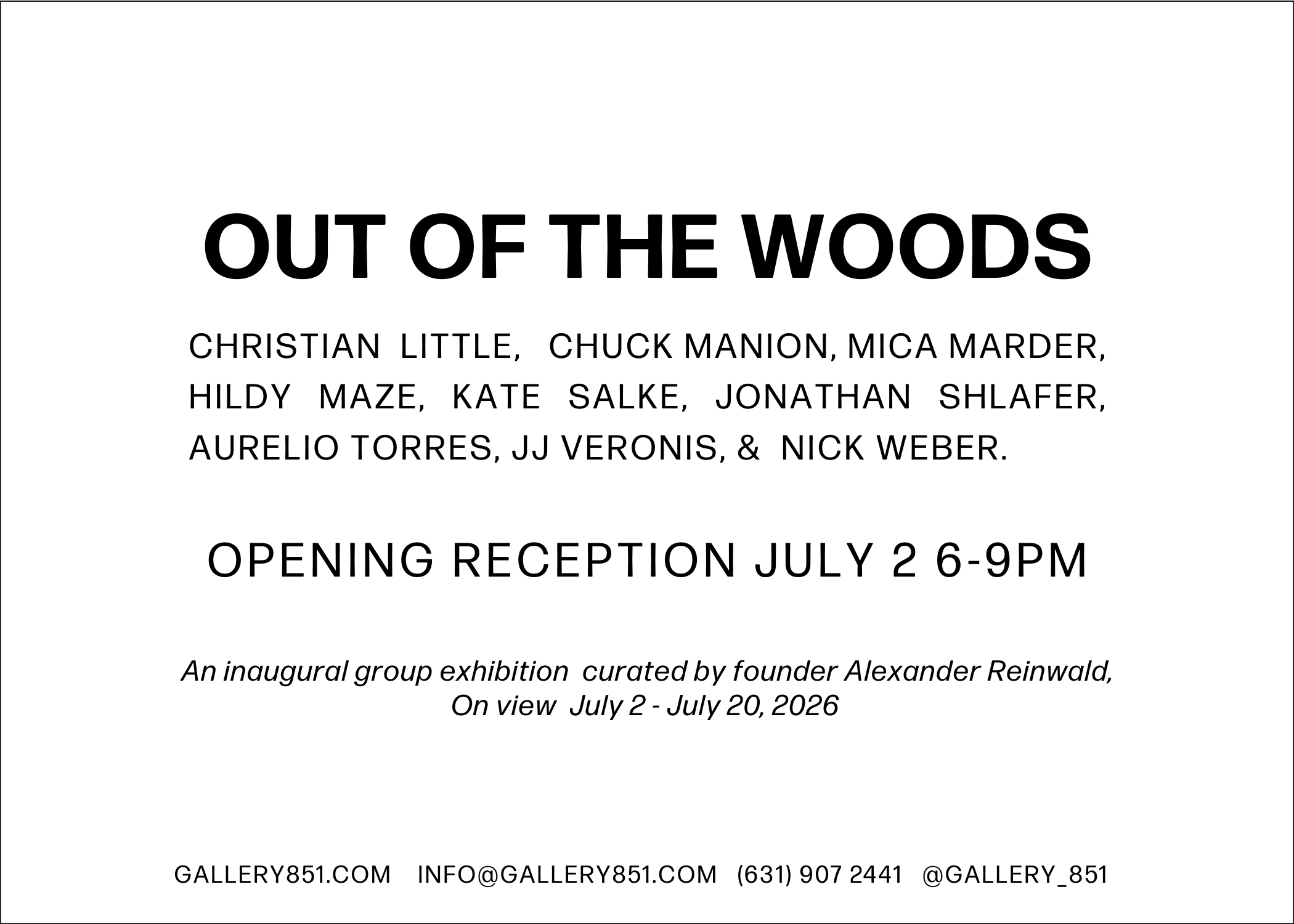 Gallery 851 - Out of the woods announcement back