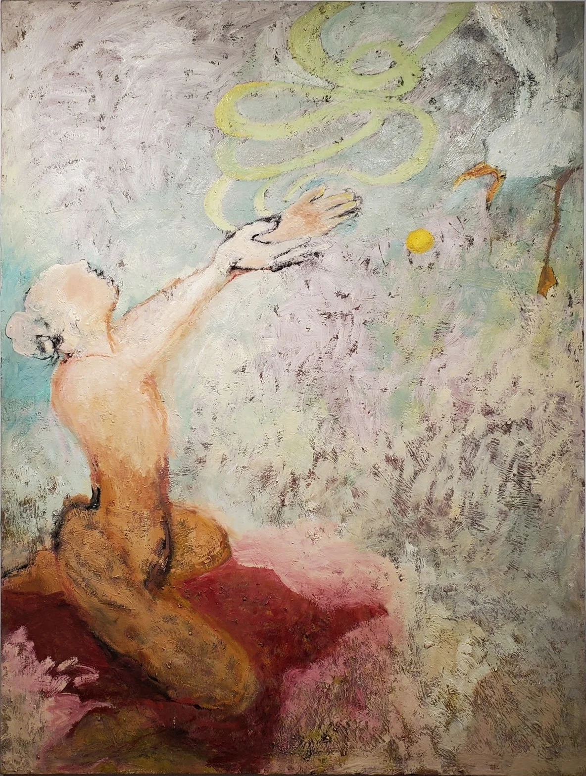 Hildy Maze, Sky Dancers, 2019, oil and mixed media on canvas