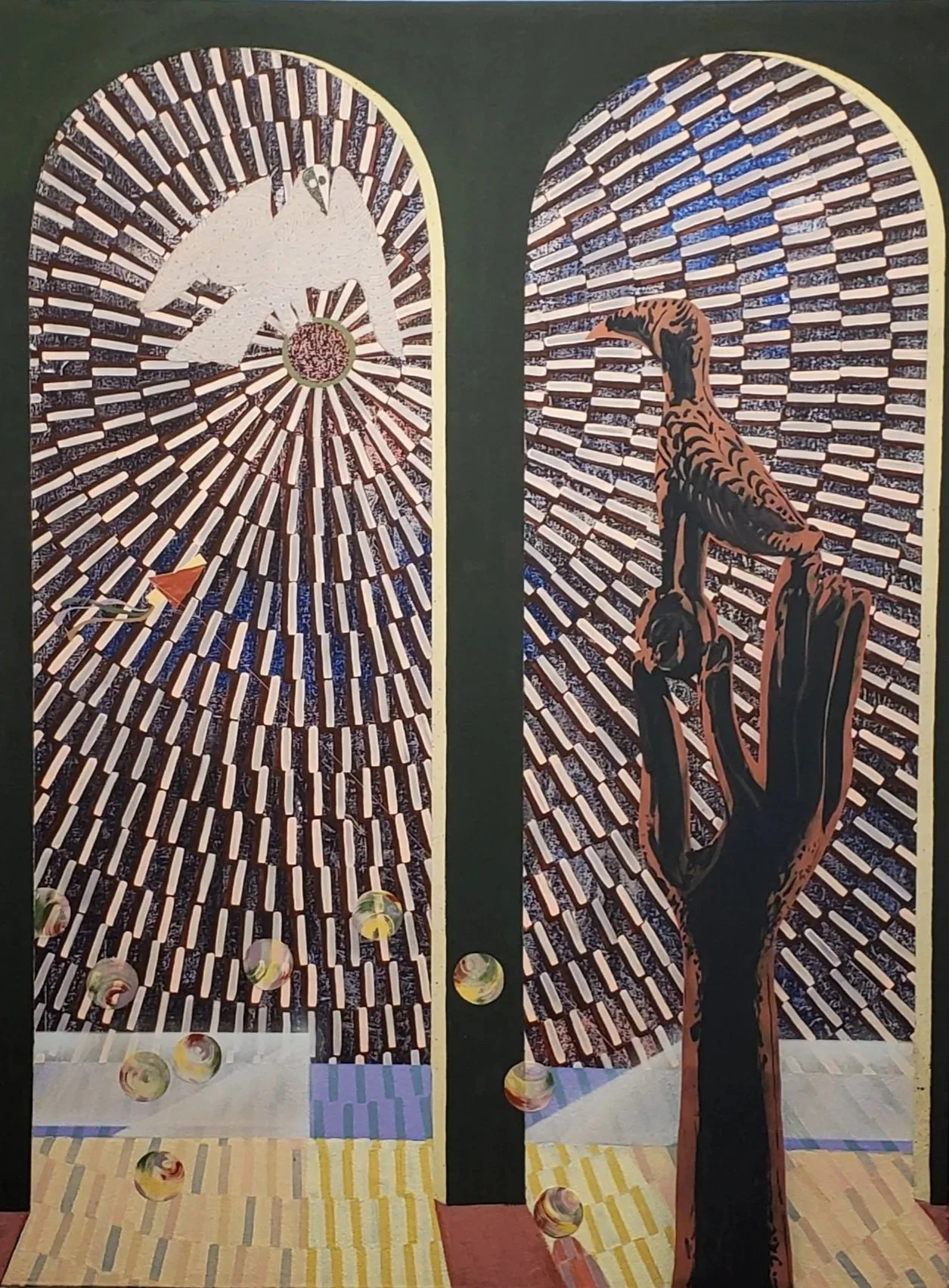 Christian Little, TV Magic (Househunting), 2021, flashe, gouache and molding paste on canvas