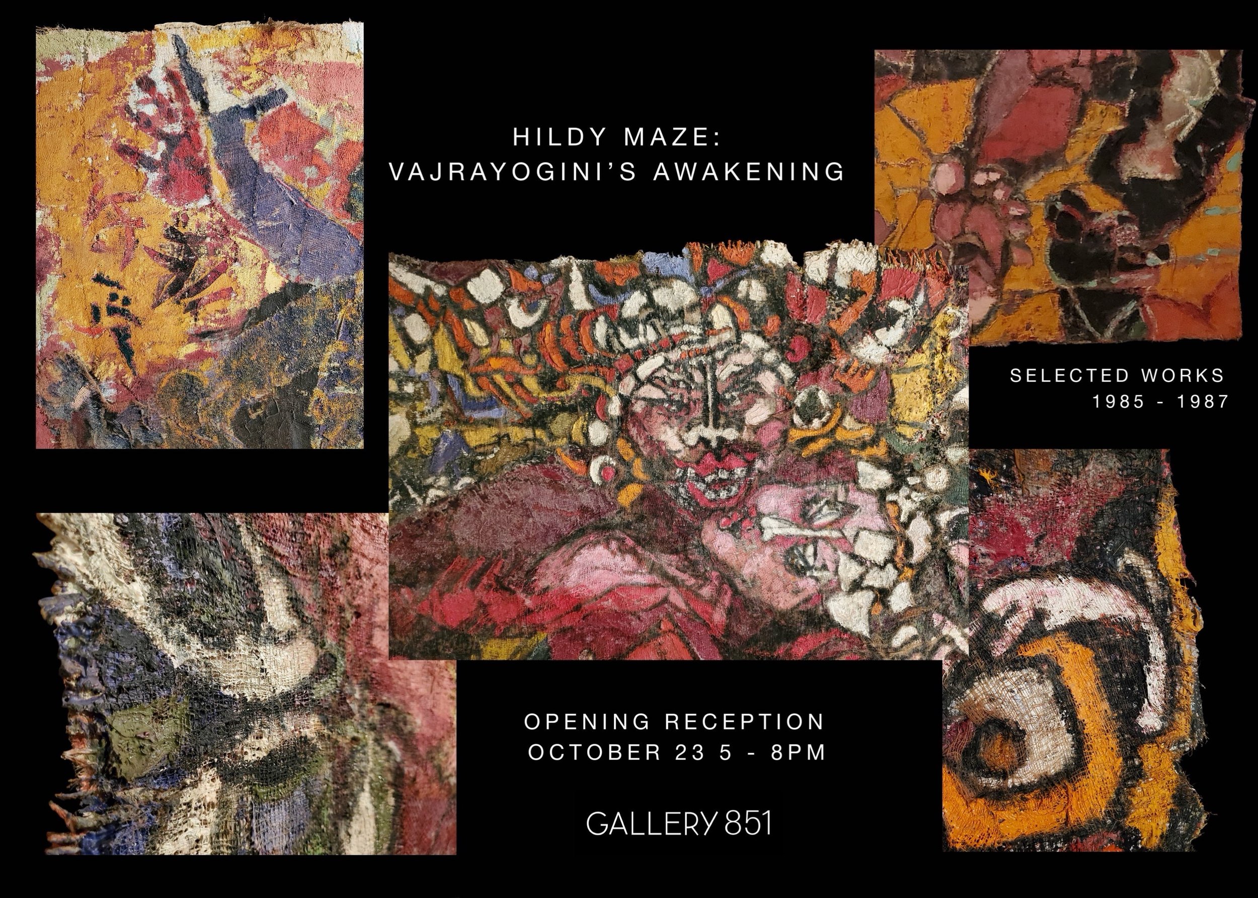 Announcement card for Hildy Maze: Vajrayogini's Awakening at Gallery 851, East Hampton, October 23–November 29, 2026, front