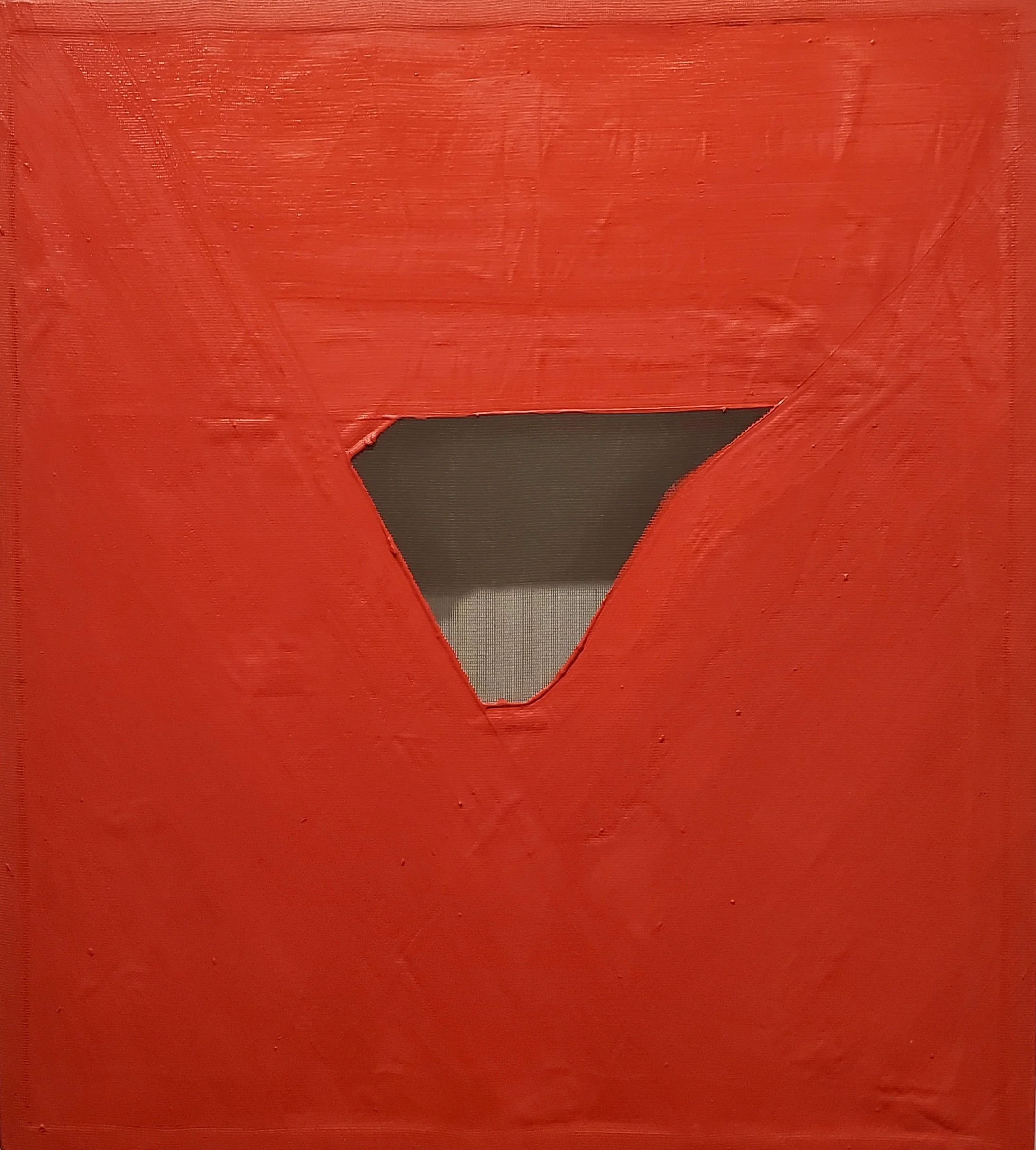 Chuck Manion, Red, 2015, oil on mosquito net