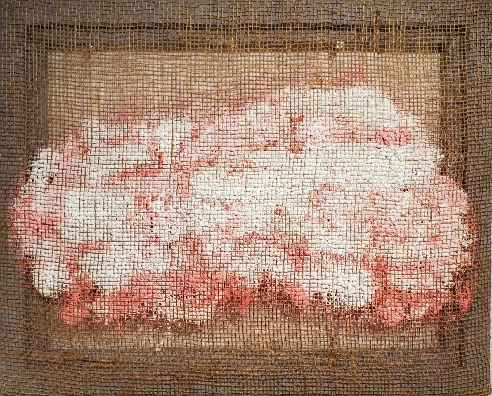 Chuck Manion, Pink Cloud (right), 2025, oil on burlap